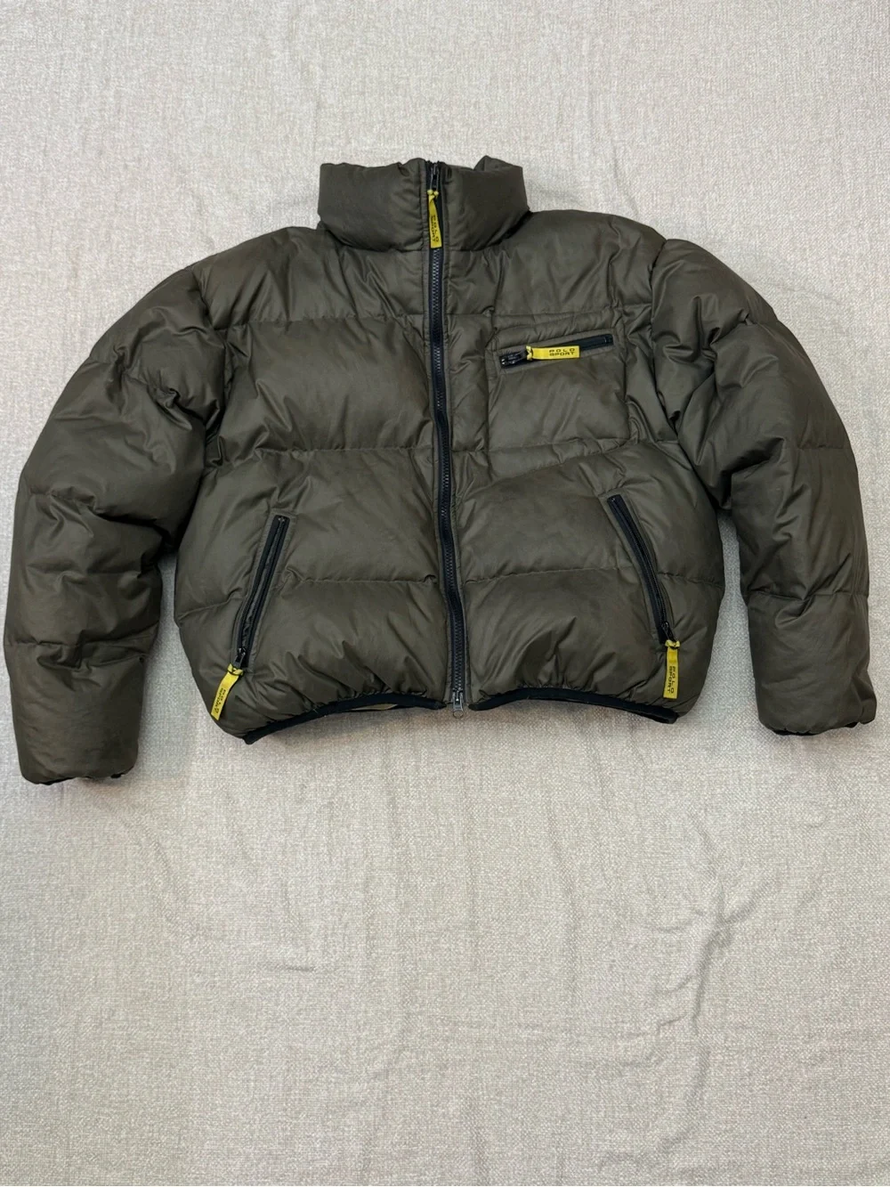 Polo by Ralph Lauren Olive Puffer Jacket with Yellow Accents